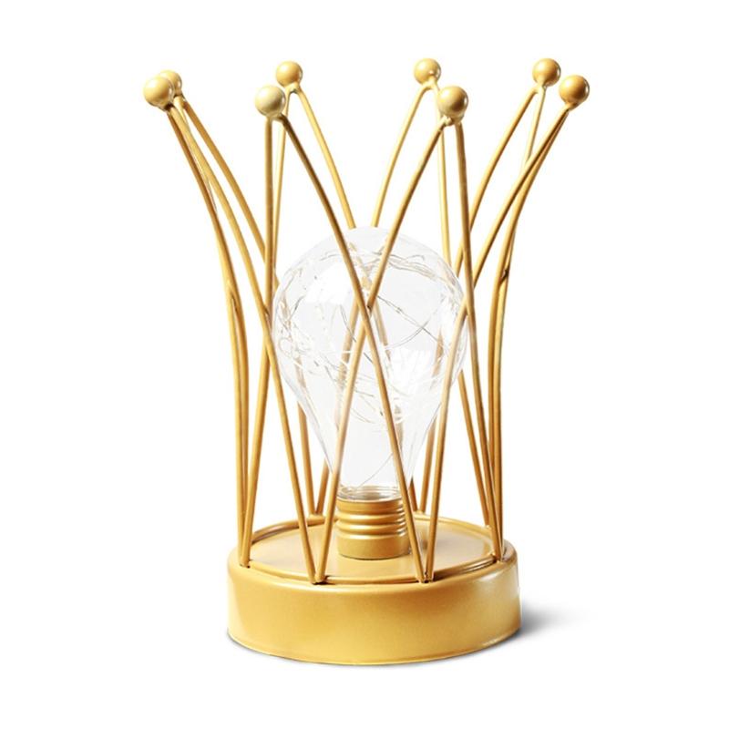 

Night Lights H7JB Table Lamp Battery Powered Crown Shape Bedside Light Desk LED Ins Style Decorative Supporting USB