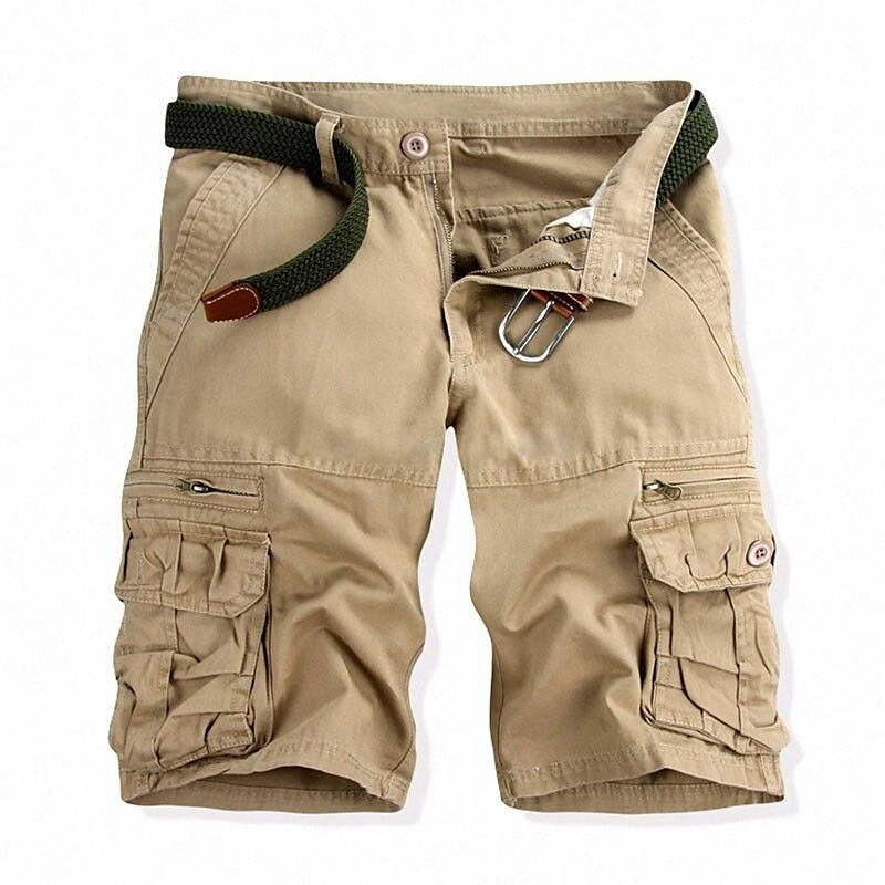 Men's Basic Shorts Tactical Cargo Patchwork Knee Length Pants Daily Inelastic Solid Colored Mid Waist Slim Army Green Black Khaki M L XL 2XL /