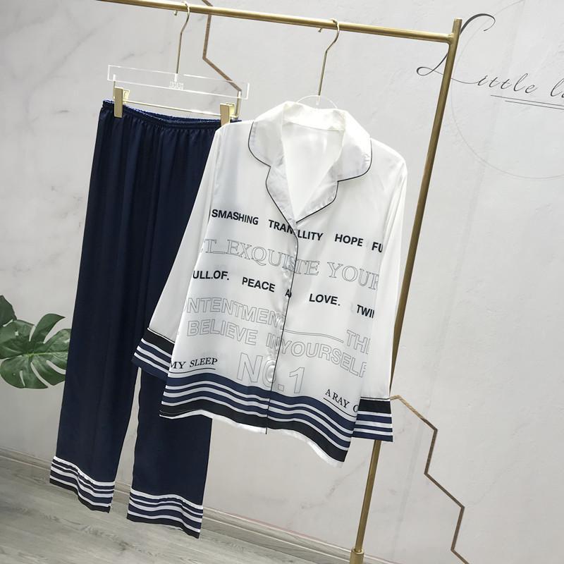 

Women 2pcs Paige a Long White Shirt Sleeves Blue Pants Xcx6