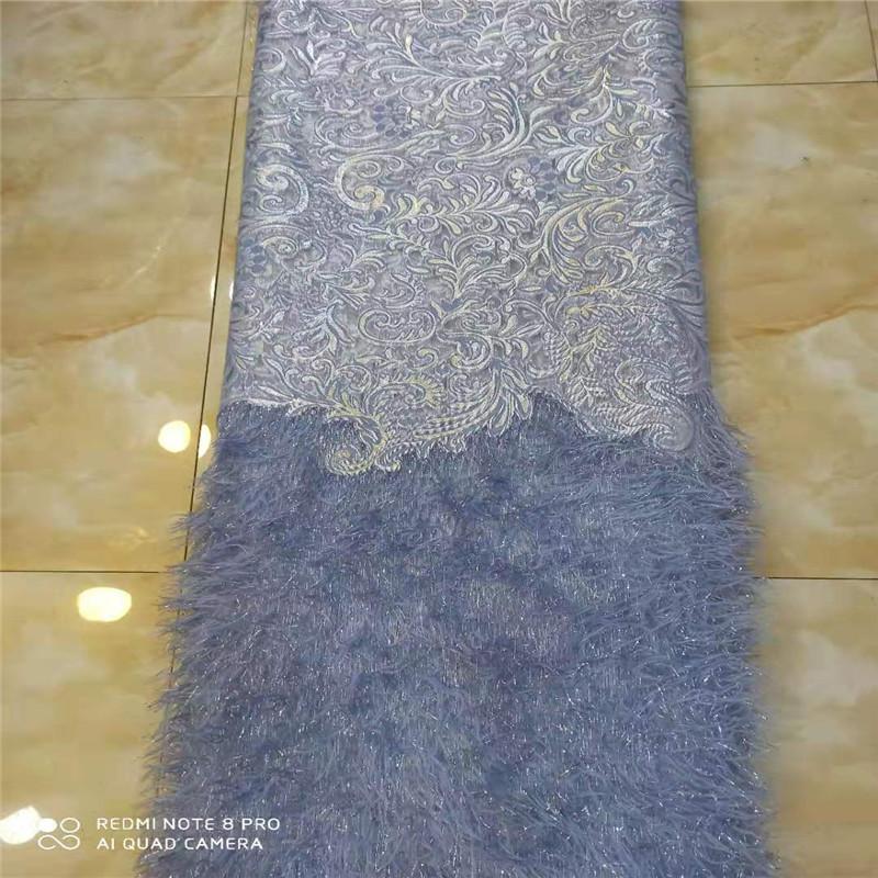 

5yards/lot ) 2021 New High quality Blue Velvet African tulle lace French net lace fabric with Sequins for party dress
