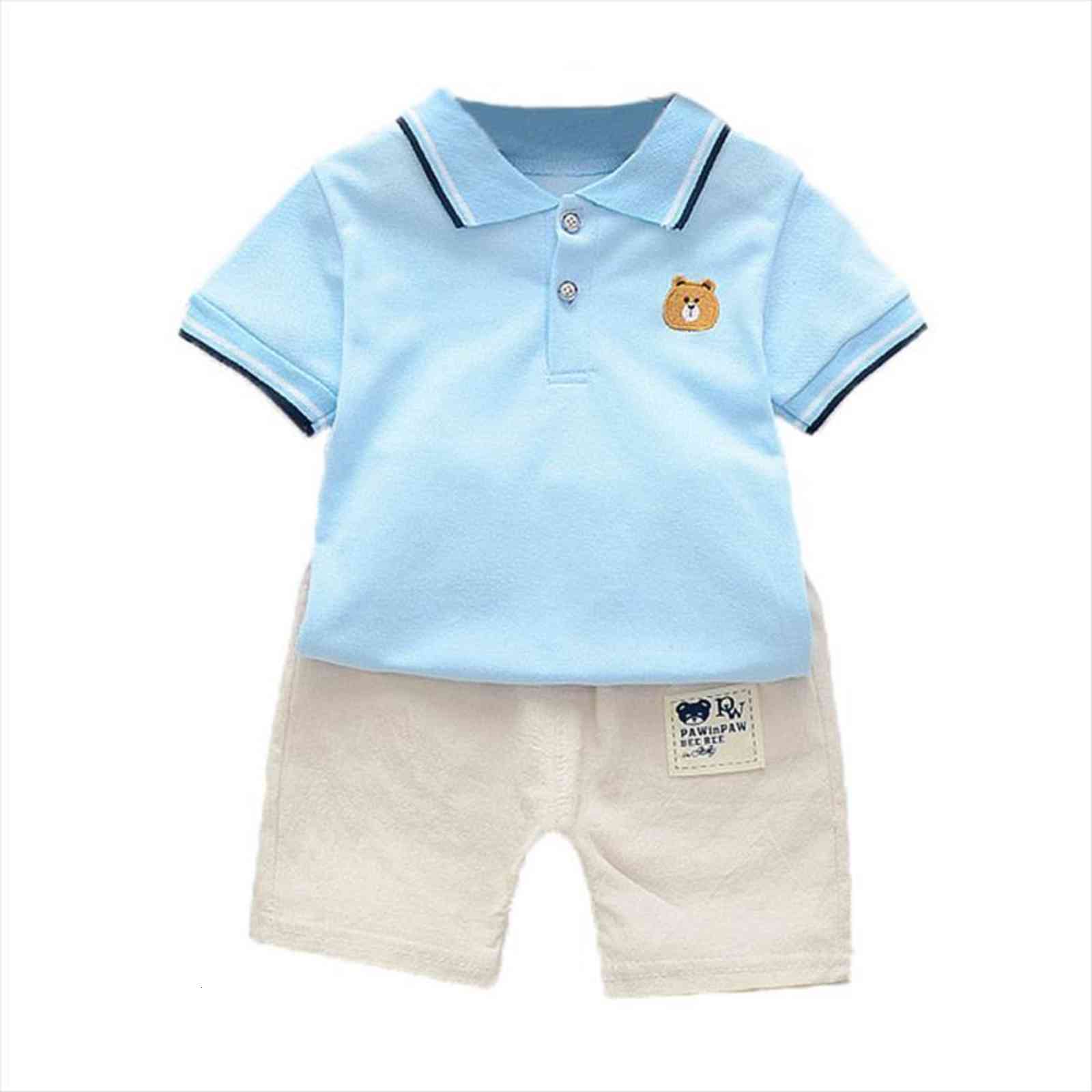 

Boy Baby Sets Summer Short Sleeve Tops Pant 2pcs Toddler Clothing Bear Polo T Shirt Sport Suits Kids Clothes 1, White
