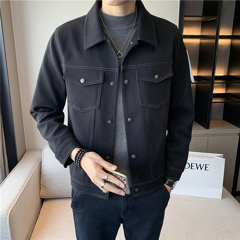 

2021 New High Quality Simple Solid Autumn Thick Hot Winter of Men Casual Jackets Long Sleeve Turn Down Collar Warm Selling Coats Vpmv, Khaki.
