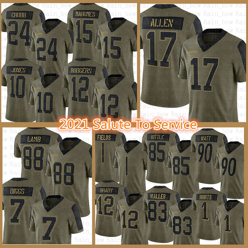 

2021 Salute To Service Josh Allen Trevon Diggs CeeDee Lamb Jersey Tom Brady Aaron Rodgers Mac Jones Nick Chubb Patrick Mahomes Justin Fields Jalen Hurts George Kittle, 2021 jersey (gangren)