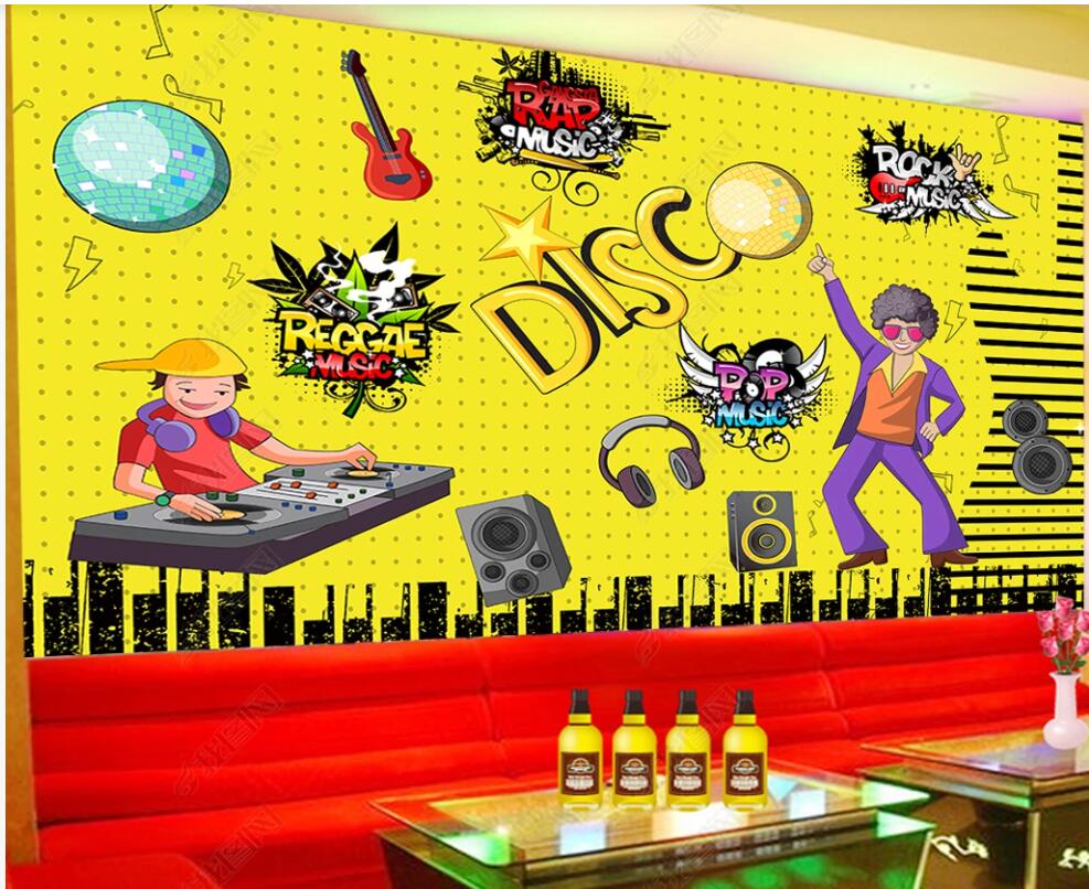 

3d wallpaper custom photo mural Disco music KTV in trendy graffiti bar home decor 3d wall murals wallpaper for living room in rolls, Non-woven wallpaper