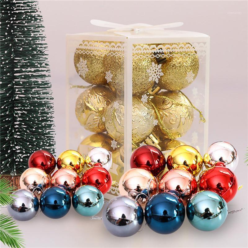 

Party Decoration 6pcs/box Gold Pink Champagne Red Metallic Christmas Balls Decor Tree Xmas For Home Noel Year Gift