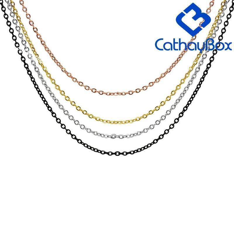 

2.0MM Gold Tone Black Rose Stainless Steel Rolo Link Chain Necklace Men Women1