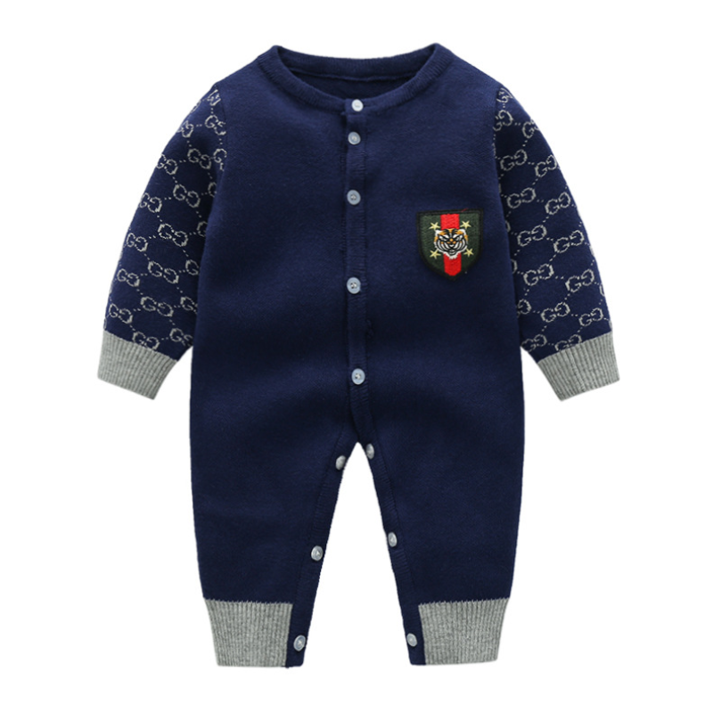 

Baby Rompers Boys Girls Designer Print Summer Short-sleeved and Long Sleeve Jumpsuit  Romper, Blue