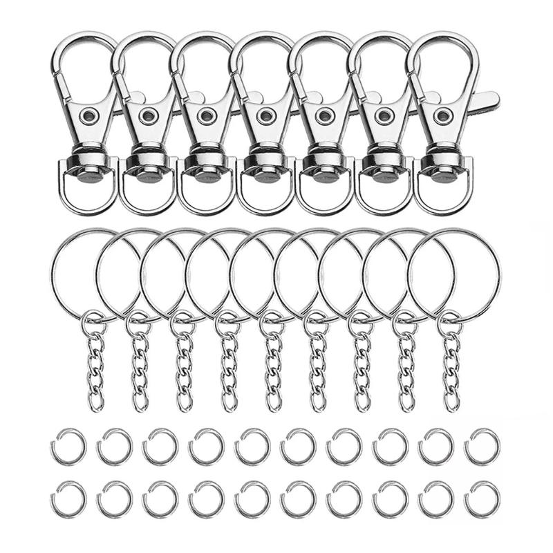 

Keychains 180PCS Swivel Lanyard Snap Hook With Key Rings Lobster Clasp For Craftin