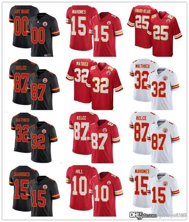 

Custom KansasCity Chiefs' jersey 15 Patrick Mahomes 87 Travis Kelce 10 Tyreek Hill 32 Tyrann Mathieu 11 Smith Football Jersey, Color