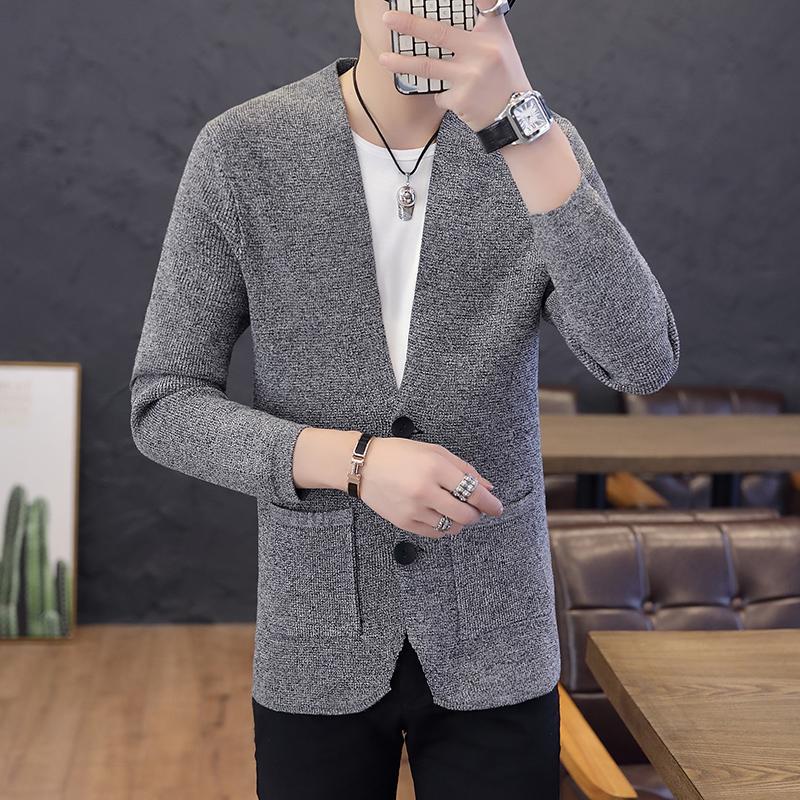 

Men's Suits & Blazers Fashion Cardigan Jackets Long Sleeve Solid Color Coat Suit Blazer Collarless Kintting Men Clothes, Men blazers navy