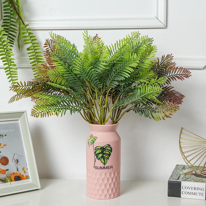 

5Pcs Artificial Flower Leaves Plants Fake Lifelike Plastic Persian Grass Lysimachia Fern For Christmas Tree Wedding Decoration, Red