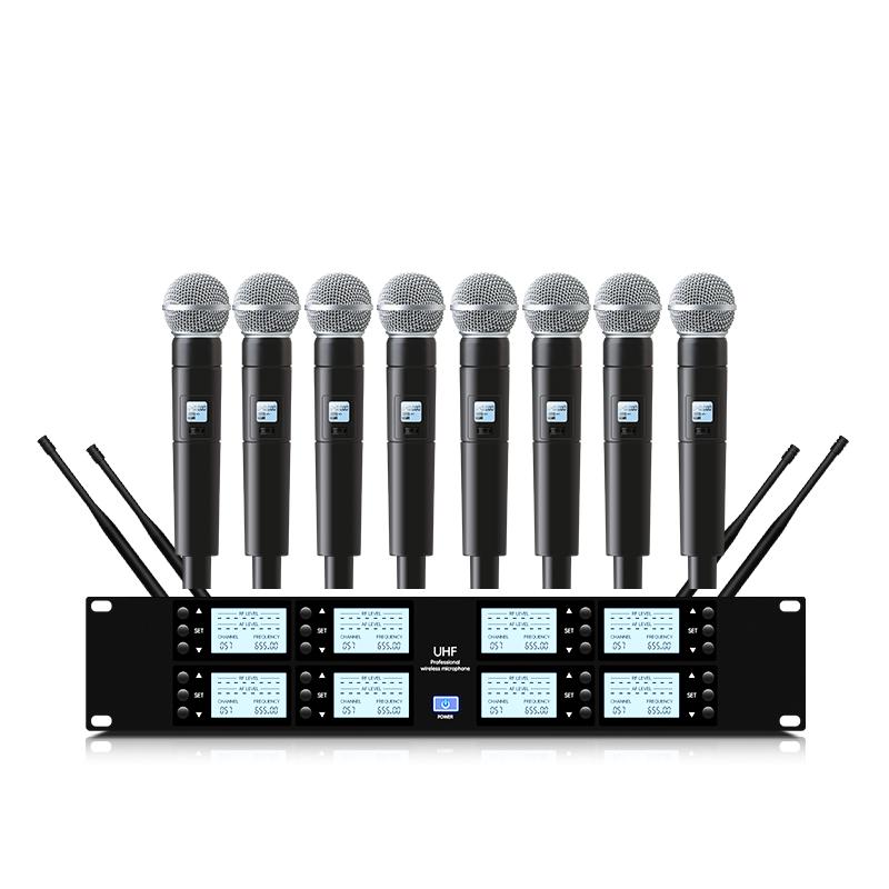 

Microphones Professional UHF 8 Channel Wireless Microphone System Handheld Lavalier Conference Karaoke Church School Lecture Stage Performan