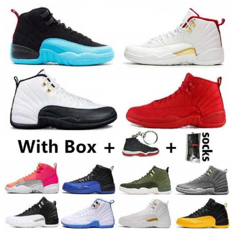 High Quality 12 Reverse Taxi Winterized Triple Black Basketball Shoes Men 12 Michigan Blue Yellow Black Nylon Bordeaux Sneakers