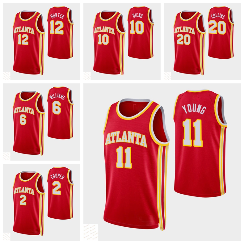 

Atlanta''Hawks''Men Trae John Collins Lou Williams Young 2021 Basketball 75th Anniversary Icon Red Jersey