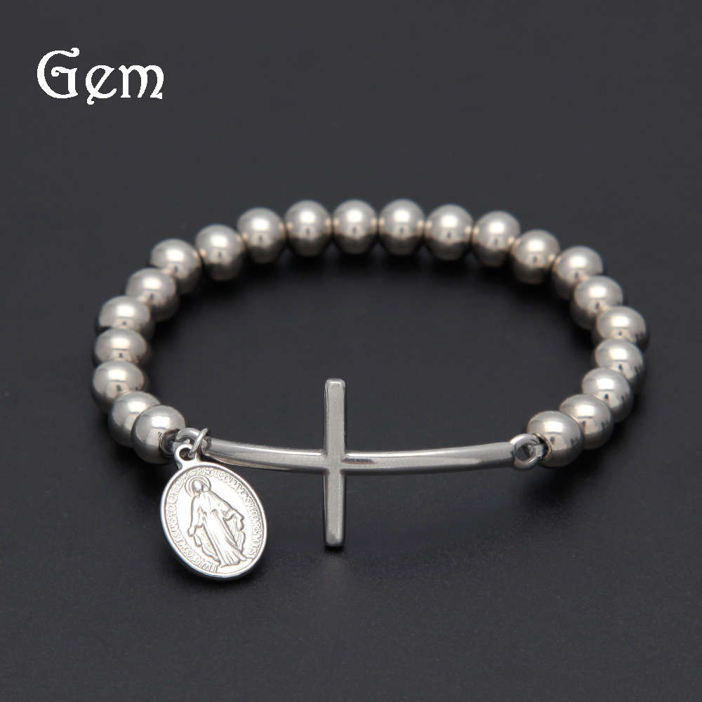 

Jesus Cross Rosary Pendant Necklace hiphop Jesus Beaded cross hip hop Bracelet