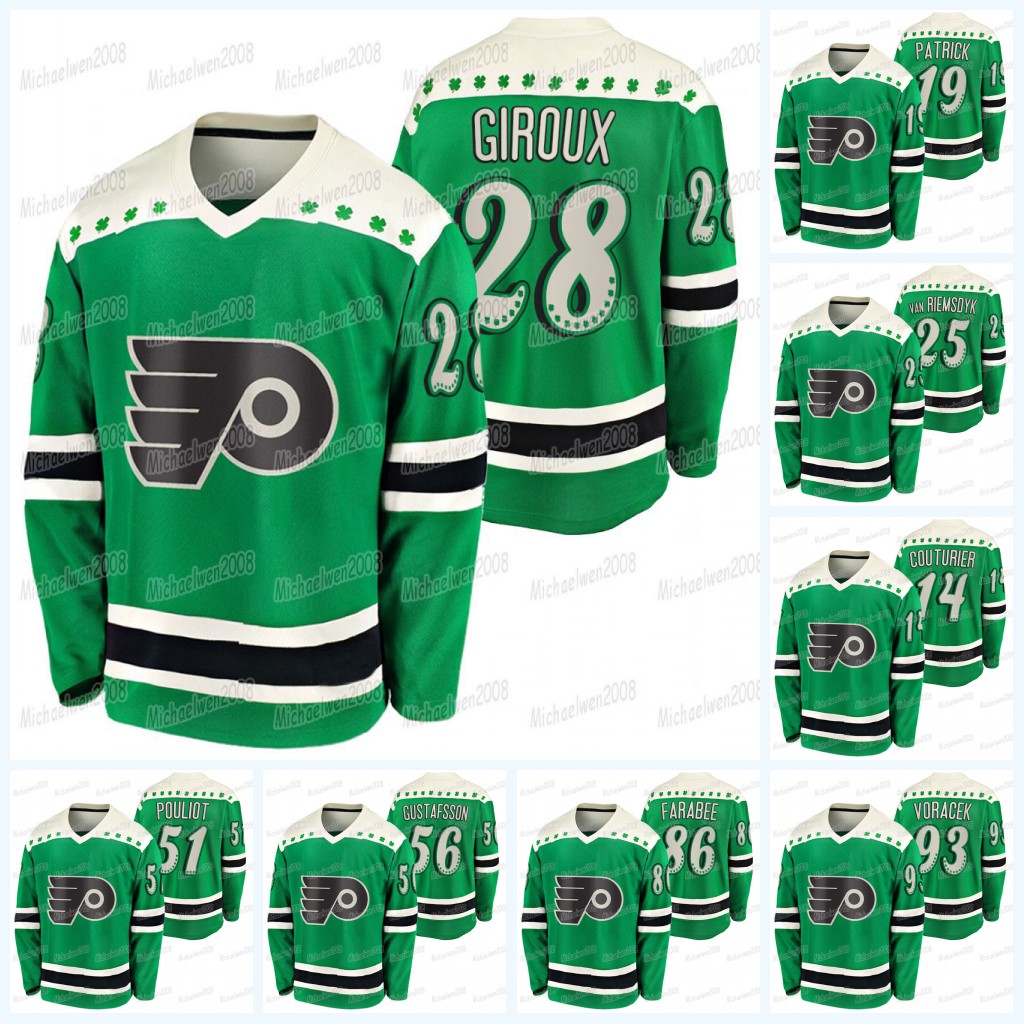 

Philadelphia Flyers 2021 St Patricks Day 1980s Claude Giroux Carter Hart Travis Konecny Sean Couturier Voracek Hayes van Riemsdyk Jerseys, Black;red