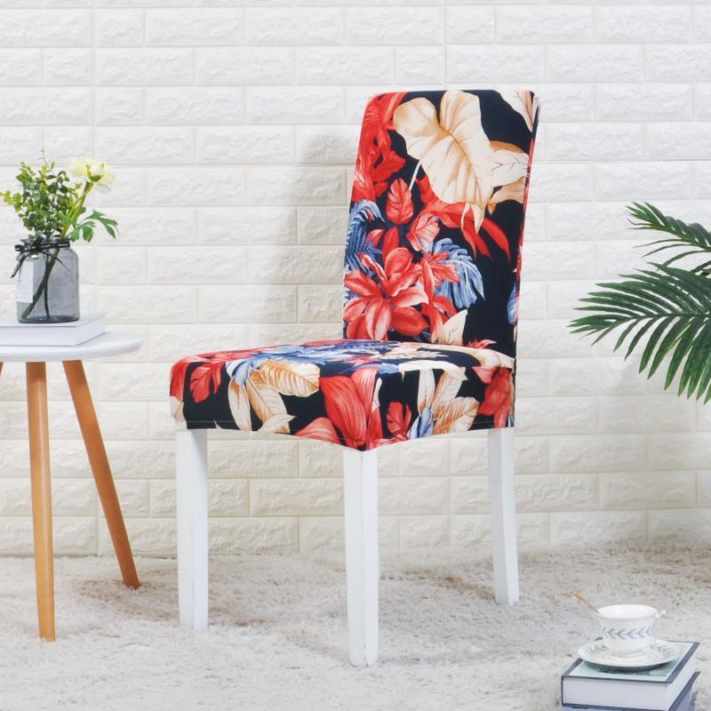 

Chair Covers Plain Cover Dining For Home Elastic Printed Spandex Seat Cloth 1 Piece Housse De Chaise