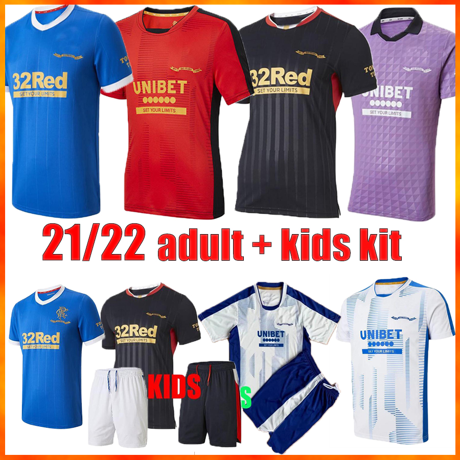 

2021 Rangers Soccer Jerseys Glasgow 2022 150th Anniversary years DEFOE HAGI BARKER MORELOS 21 22 Football Shirt Men kids kit top quality, Beige