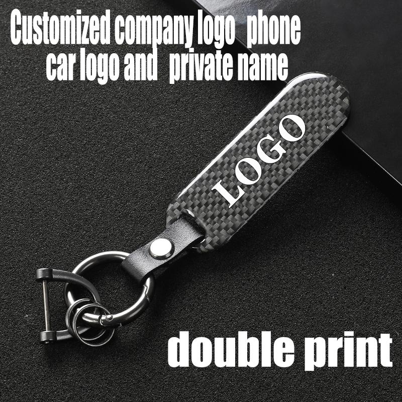 

Keychains Carbon Fiber Pattern Key Ring Keychain Logo Can Be Customized Car Corporate Private Name And Phone