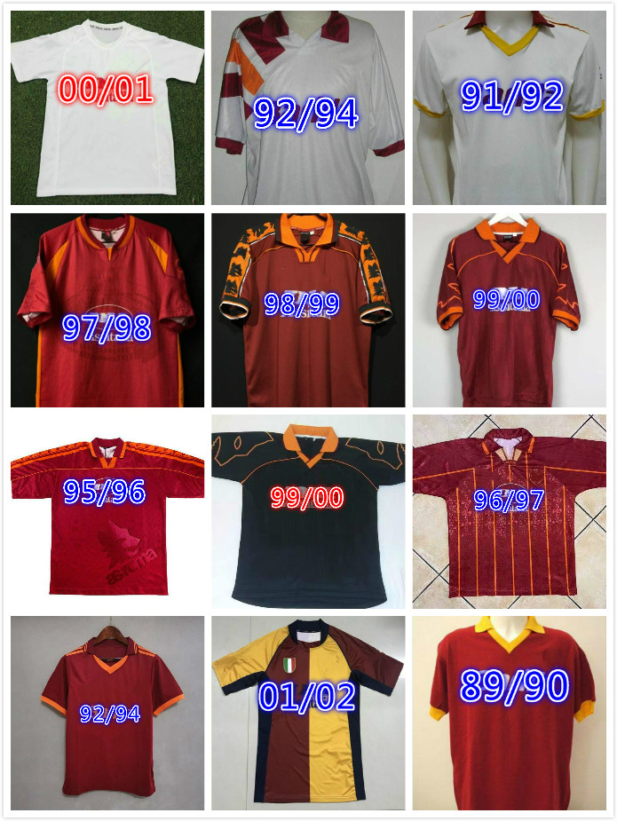 

1989 1990 1991 1992 1994 1995 1996 1997 1998 1999 2000 2001 2002 RETRO TOTTI soccer jersey 17 18 TOTTI BATISTUTA Candela Montella classic Collection rome Maglia da, Army green
