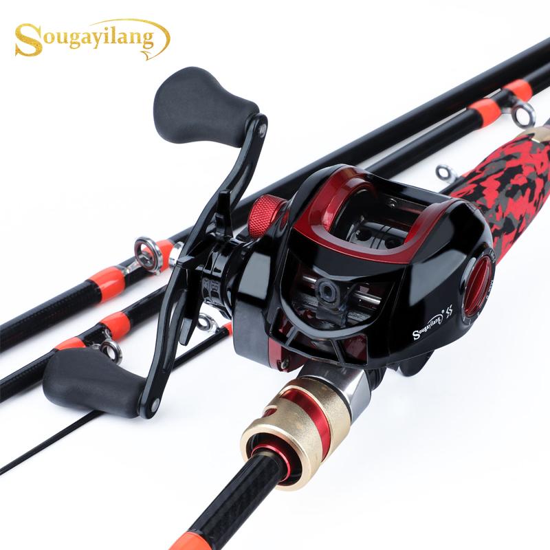 

Sougayilang 1.8m 2.1m Casting Fishing Combo Portable 4 Section Carbon Fiber Rod and 17+1BB Baitcasting Reel Travel Combo