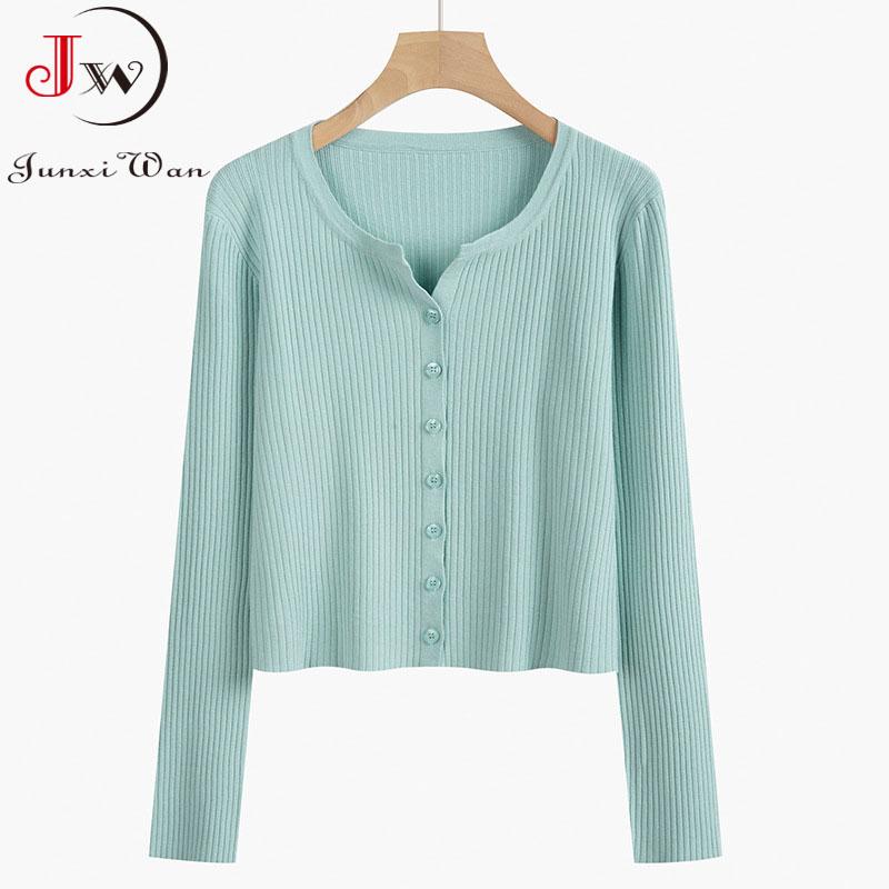 

Women's Knits & Tees Fashion Women Knitted Cardigan Spring Autumn Long Sleeve V Neck Solid Thin Elegant Sweater Casual Tops, White