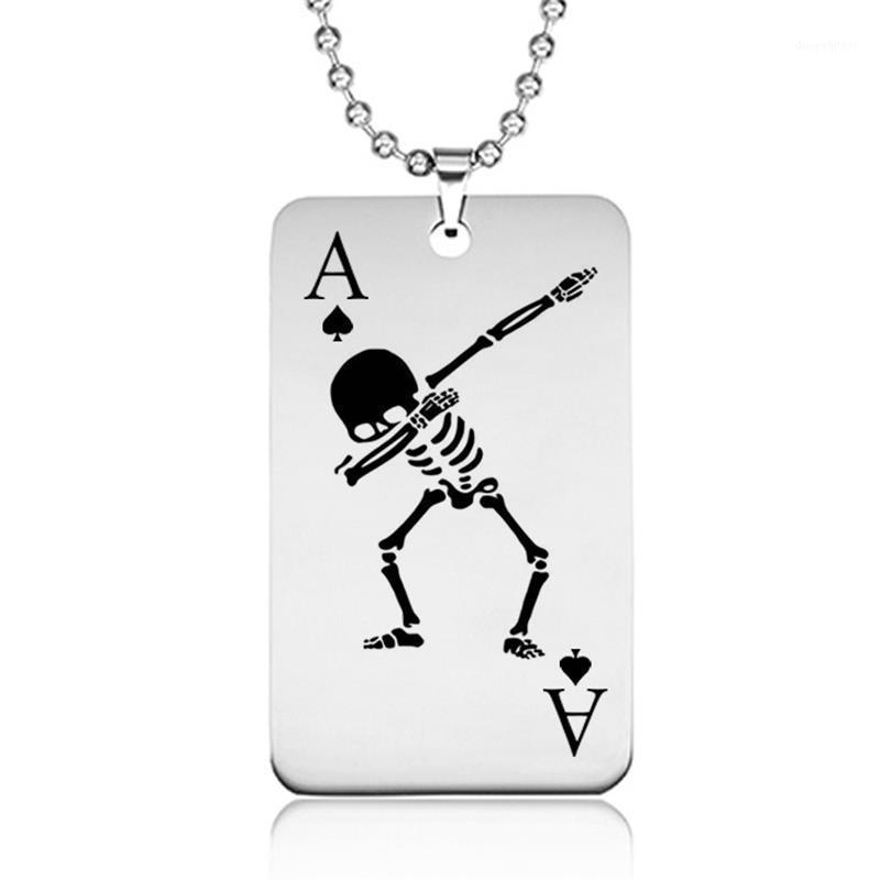 

Stainless Steel Skull Necklace Simple Poker Tag Men's And Women's Chains