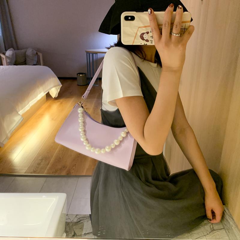 

Pearl Handle Super mini Design PU Leather Shoulder Bags For Women 2021 Crossbody Bag Female Travel Handbags, White