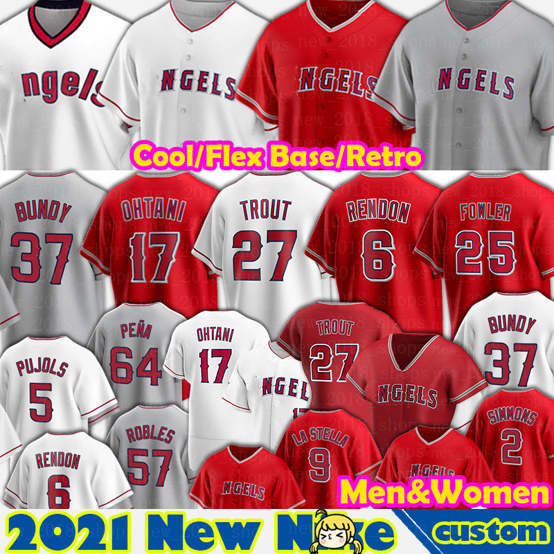 

27 Mike Trout Jersey 17 Shohei Ohtani Los Angeles Anthony Rendon Dylan Bundy Baseball Jared Walsh Dexter Fowler David Fletcher Justin Upton, Custom cool base men jersey