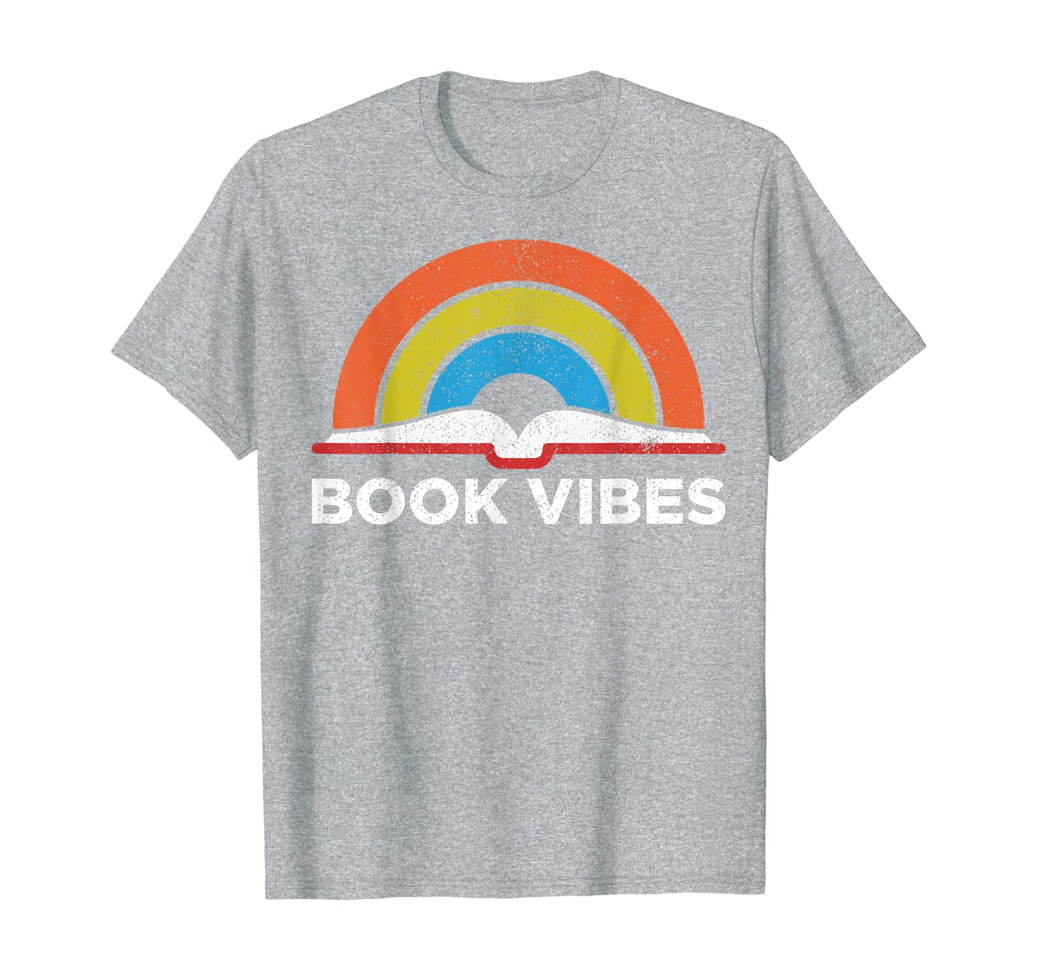 

vintage retro book vibes rainbow gift for reading lovers t-shirt, White;black