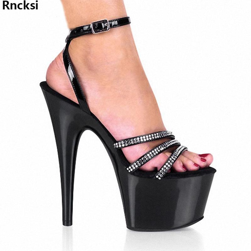 

Rncksi New Sexy 17cm High-Heeled Sandals Dancing Shoes Model High Heels Women's Shoes, Black