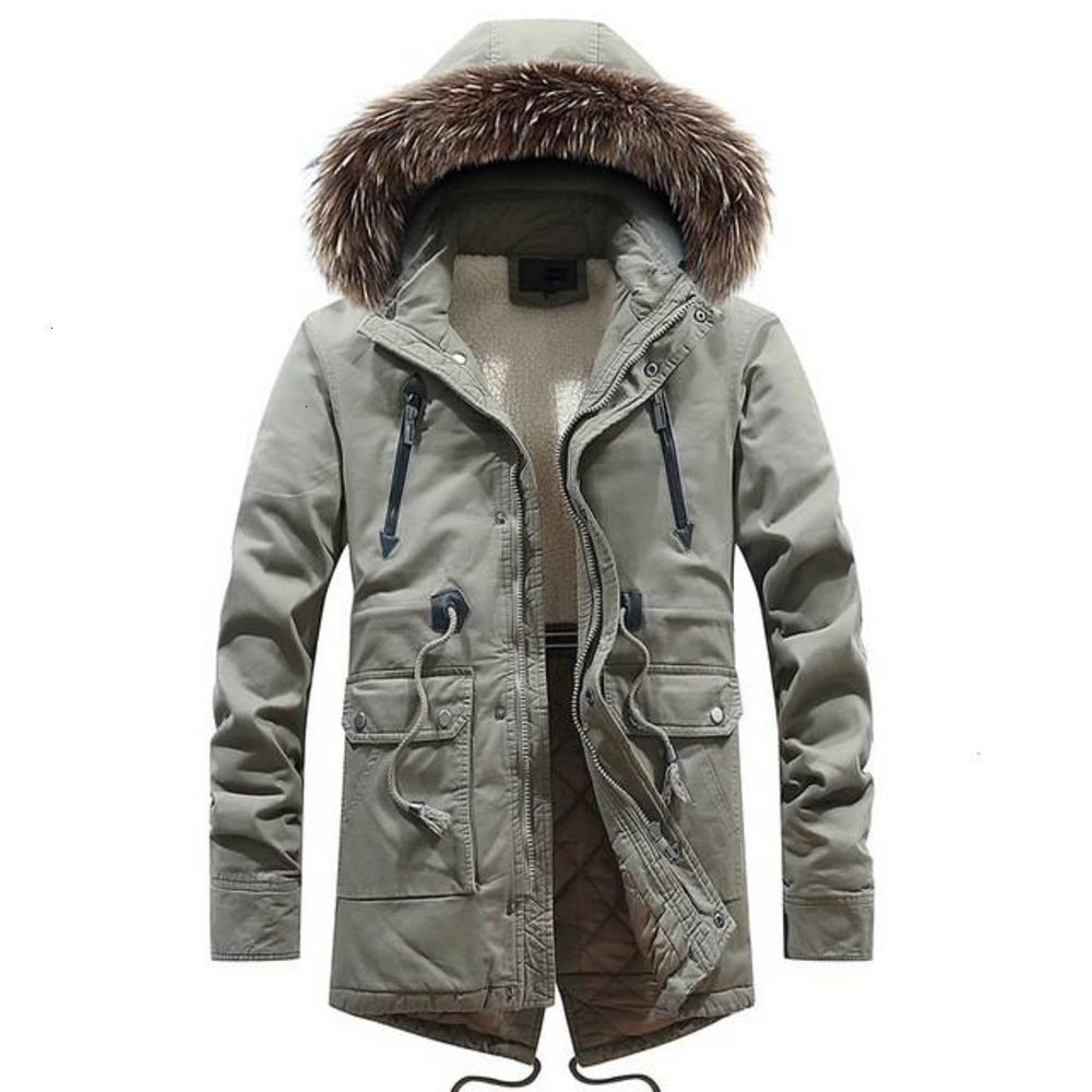 

2021 Casual Long mens Winter jackets Fur Collar Hooded Fleece Down high quality Parkas Brand Outfit Free shipping, Black