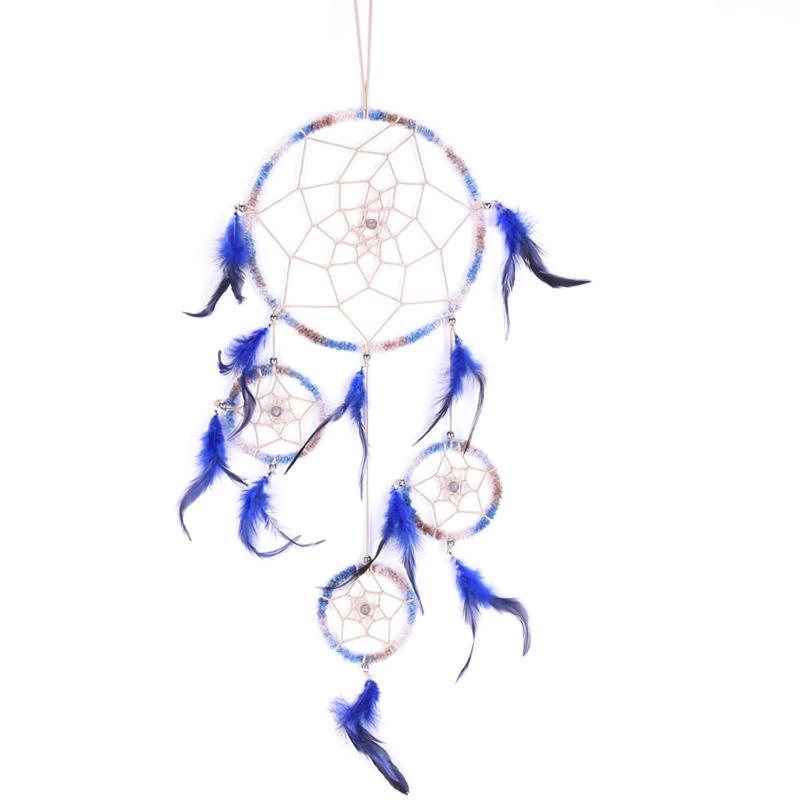 

Christmas Decorations 4 Circle Dream Catchers Handmade Feather Hanging Dreamcatcher For Home Kids Nursery Bedroom Decoration
