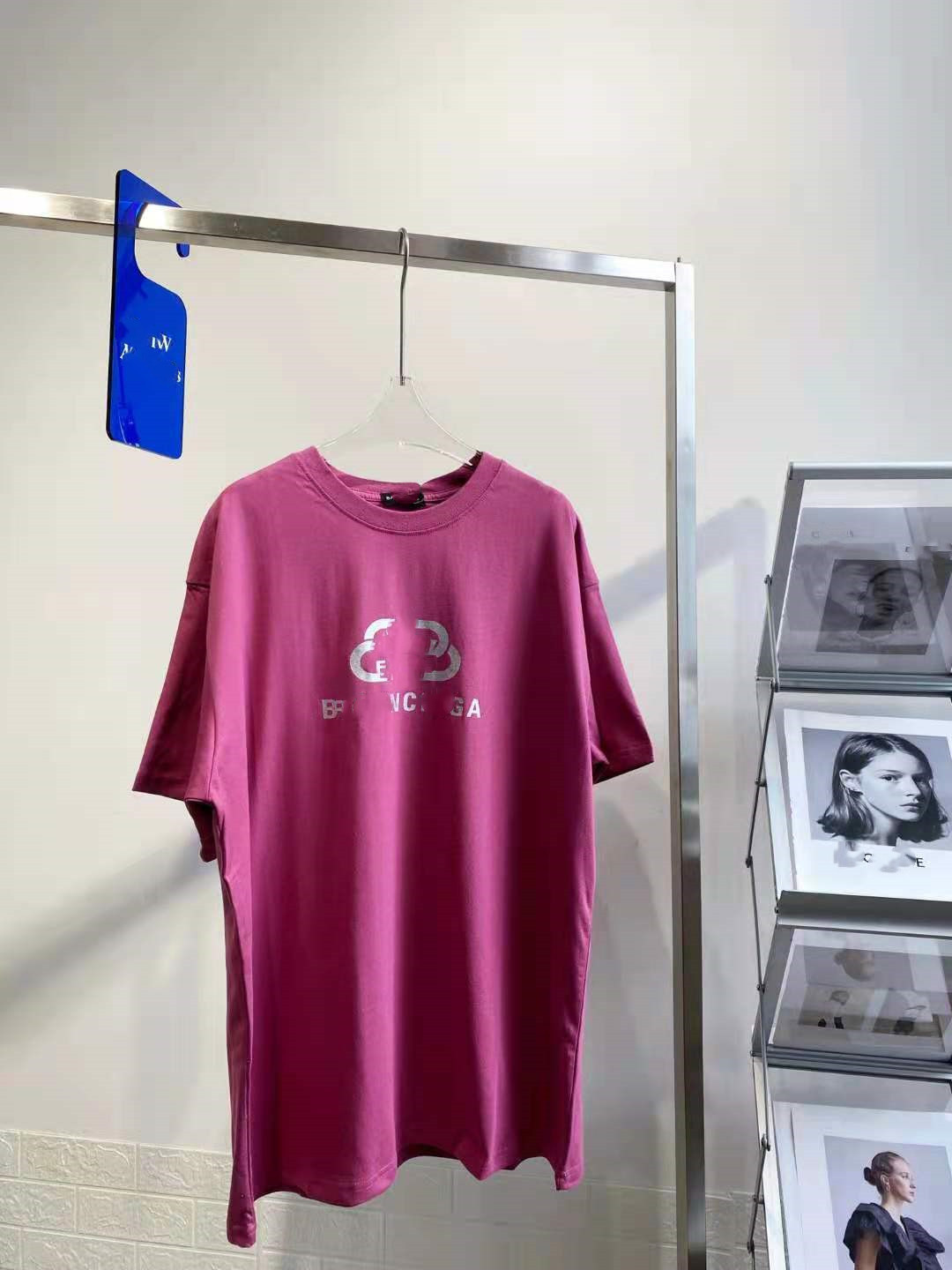 

Luxury design summer fashion lock head short sleeve men' and women' same round neck printed letter bottomed top T-shirt, Purple