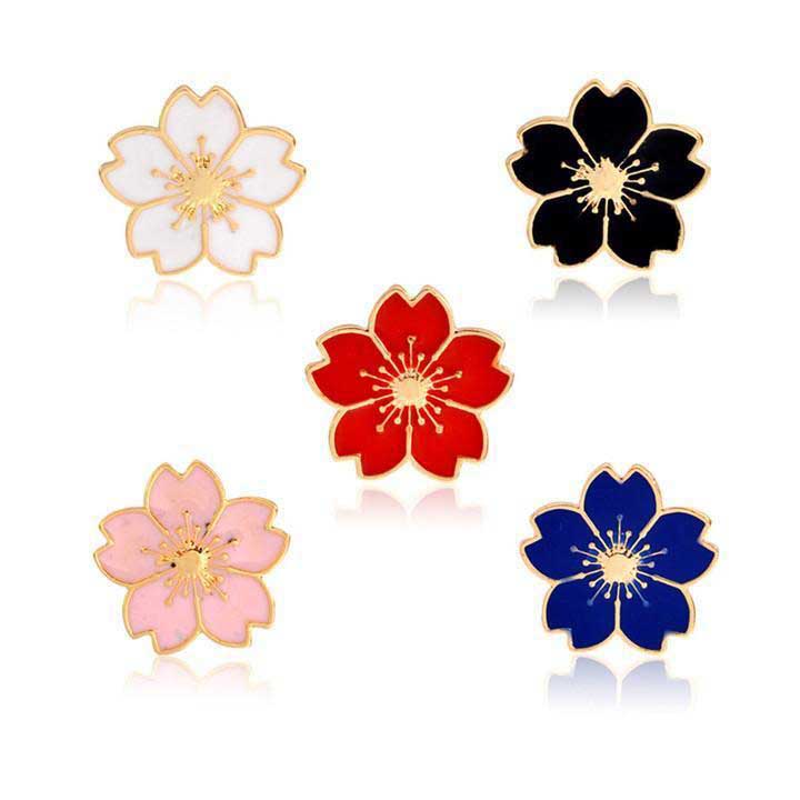 

Cherry Flower Gold Color Brooch Pin Buttons Pins Pin Badges For Bags Japanese Style Jewelry Gift For Girls Brooch