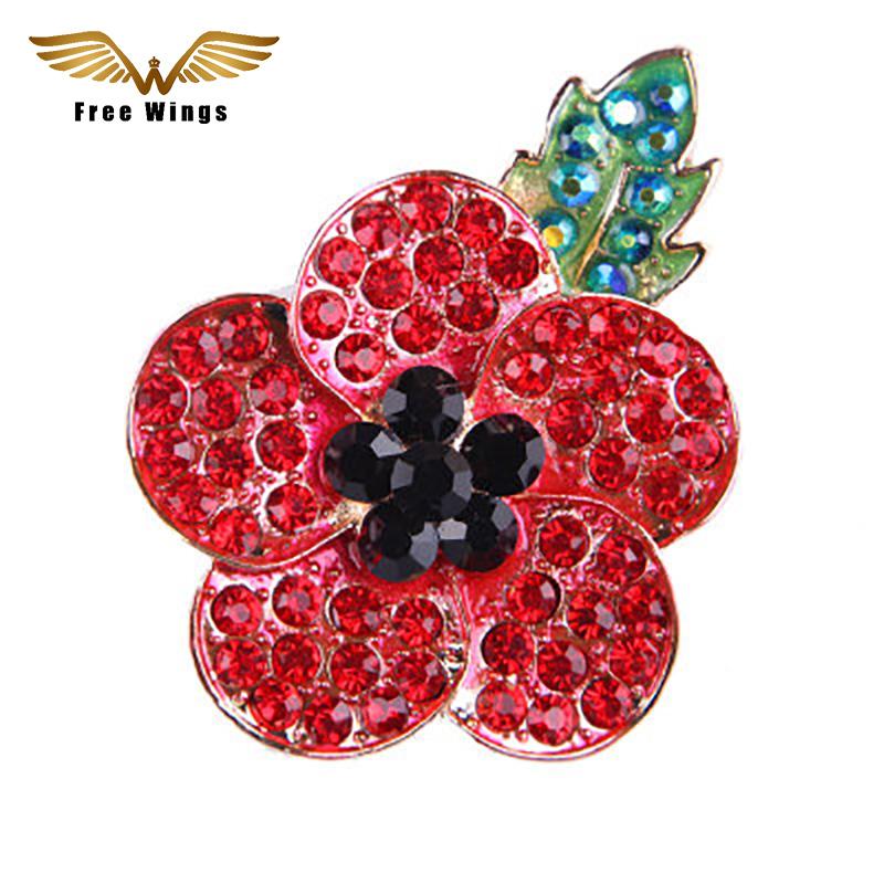 

Pins, Brooches Free Jewelry Red Rose Flower Rhinestones For Women Fashion Brooch Winter Accessories