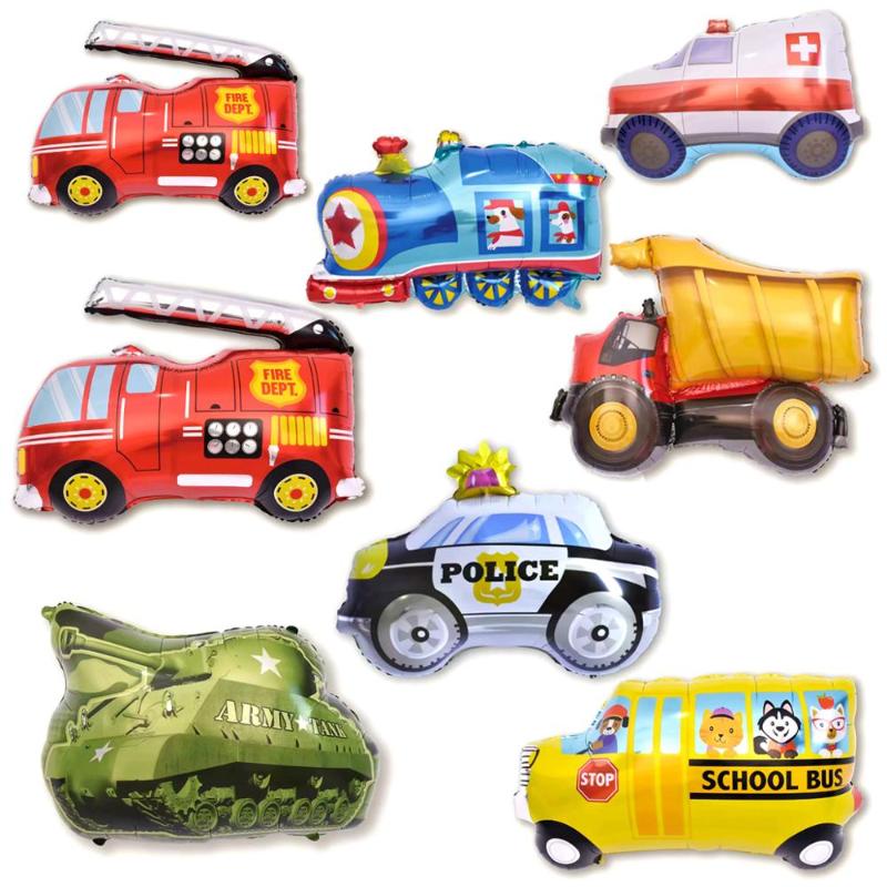 Party Decoration Taoup 1pc Train Cars Balloons Foil Truck Ambulance Happy Birthday Air Decor For Boys Helium Ballons Accessories-image-710950869