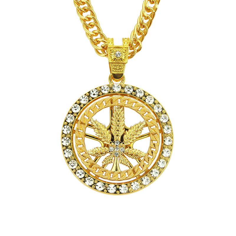

Men Hip Hop Iced Out Bling Pendant Necklaces Rotatable Fashion Charm Necklace Hiphop Jewelry Gifts
