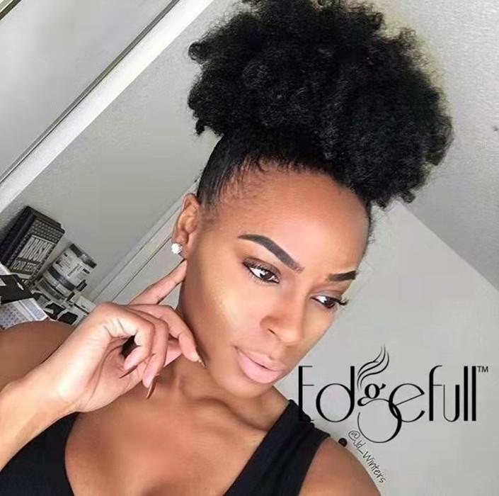 

DIVASWIG Brazilian remy afro Puff Drawstring Ponytail Faux Buns Short Kinky Curly Hair Pony tail piece Extension Updo Large Size natural black