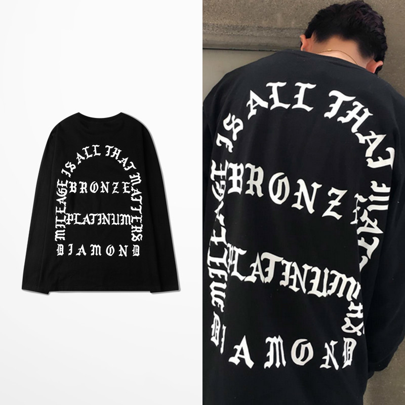 

2021 New Ulzzang Skateboard Dead Fly Hip Hop Nightclub Long T-shirt of the West Kanye Men Pablo High Street Gothic Cotton Card Top t Es0f, White