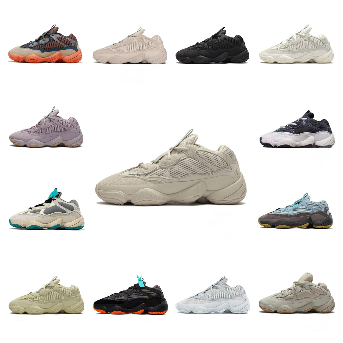 

With box Kanye 500 Mens Running Shoes 500s Enflame Taupe Light Reflective Bone White Utility Black Moon Yellow Blush Soft Vision Salt Pink Women Trainers Sneakers, 14