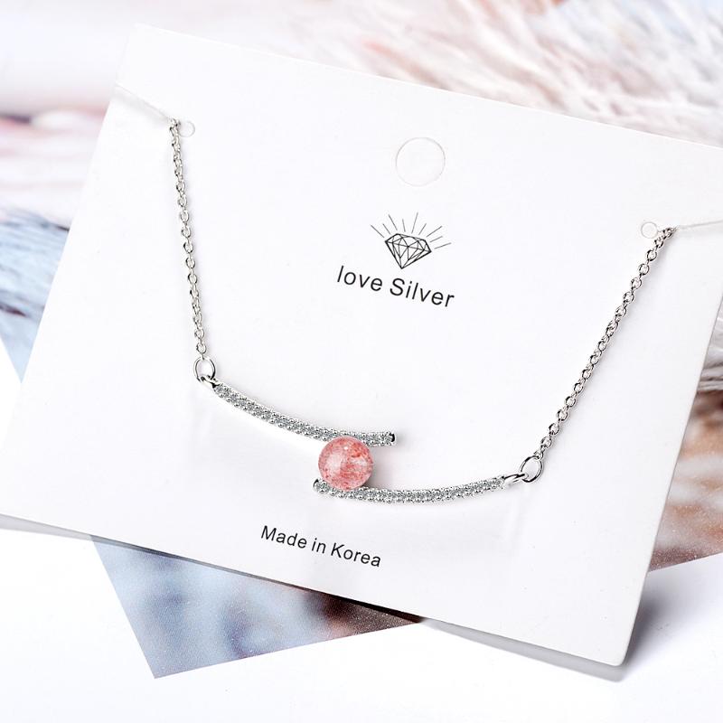 

Pendant Necklaces Cute Pink Crystal Necklace 925 Sterling Silver Simple Romantic Quick Delivery