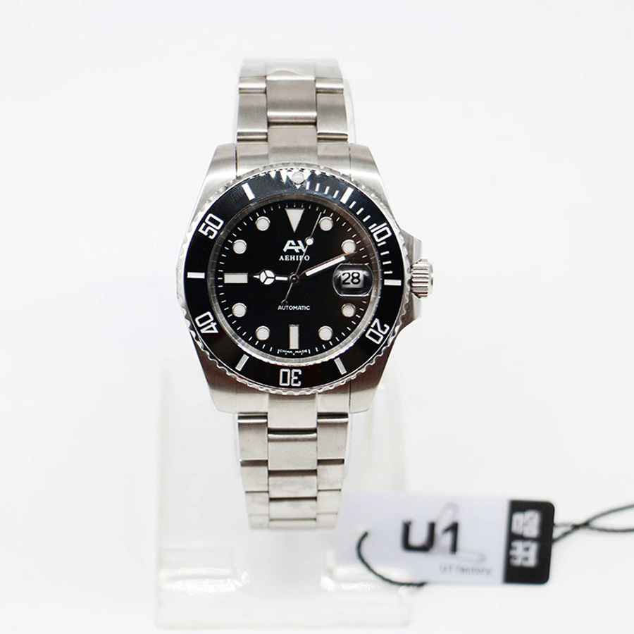 

U1 Factory Hot Sales AEHIBO Brand Automatic 2813 Movement 40MM Mens Watch Watches Stainless Steel Bracelet Mens Wristwatches, Slivery;brown