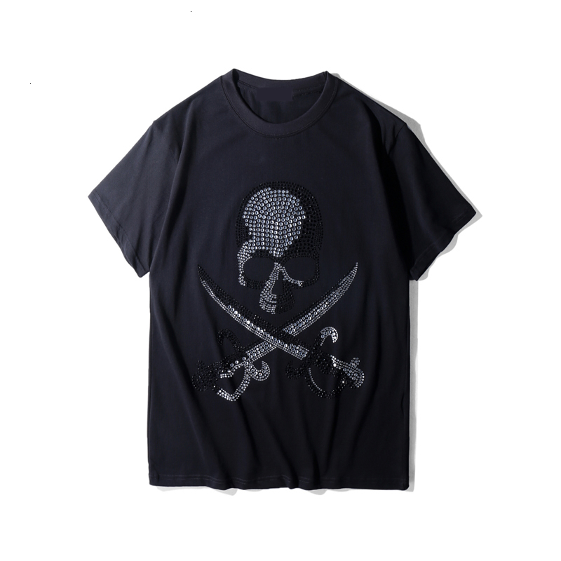 

2021 New Mastermind Japan Skull Diamonds Embroidery Women Shirts Tees Hiphop Streetwear Men Cotton t Shirt Mmj World IEY5, Black