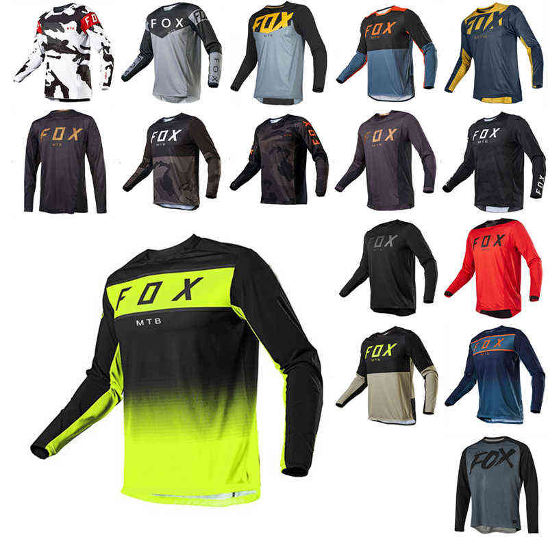 

Moto Bicycle Jersey Long Sleeve Cycling Enduro Mtb Shirt Downhill T-shirt Camiseta Motocross Mx Mountain Bike Clothing Fox Mtb H1204, Gold