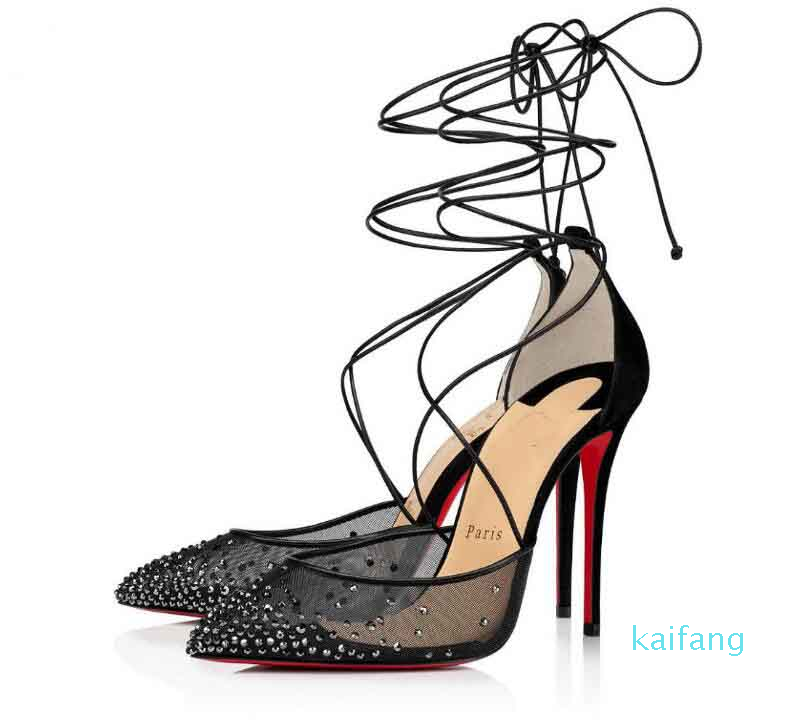 

France Pairs Red Bottom Patinana Sandals Shoes Women Open Toe High Heels Mesh Embelishes Nude Black Luxury Designer Party Wedding Pumps