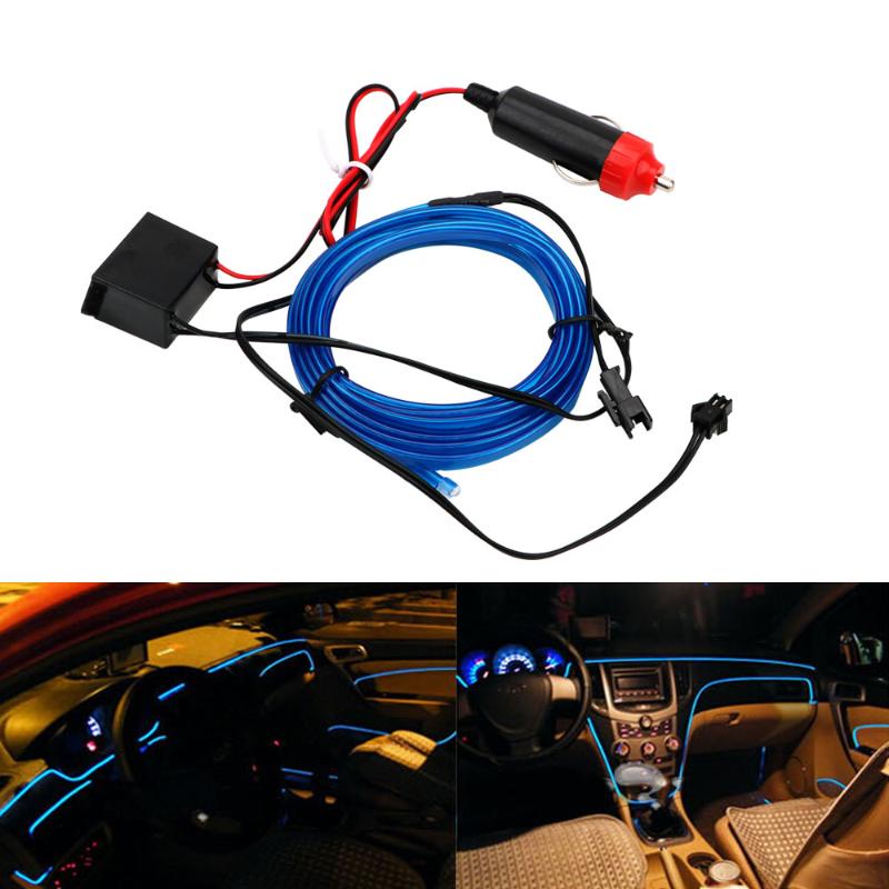 

Interior&External Lights Car 12V LED Cold Interior Decoration Flexible Neon EL Wire Light Strips Decorative Lamp Auto Lamps Styling 2m