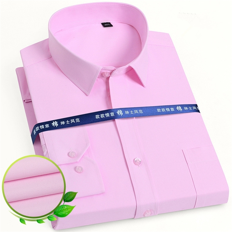 

Plus Size 8XL 7XL 6XL 5XL Men's Dress Shirt Solid Long Sleeve Casual Camisa Social Pink Brand Slim Fit Formal Party Wedding Tops 210708, Plain 08