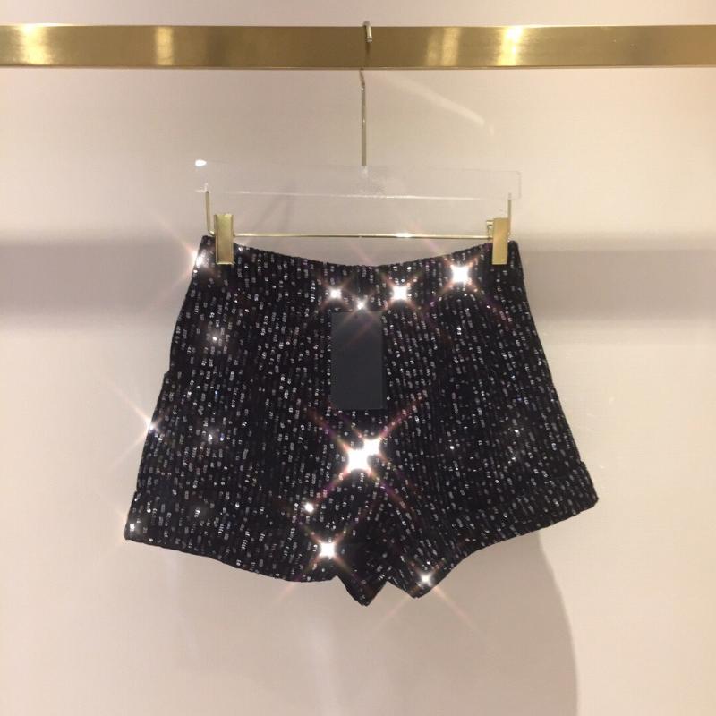 

Women' Shorts Runway Blingbling Sequins Clothes Women Sexy Black 2021 Elegant Office Ladies Empire