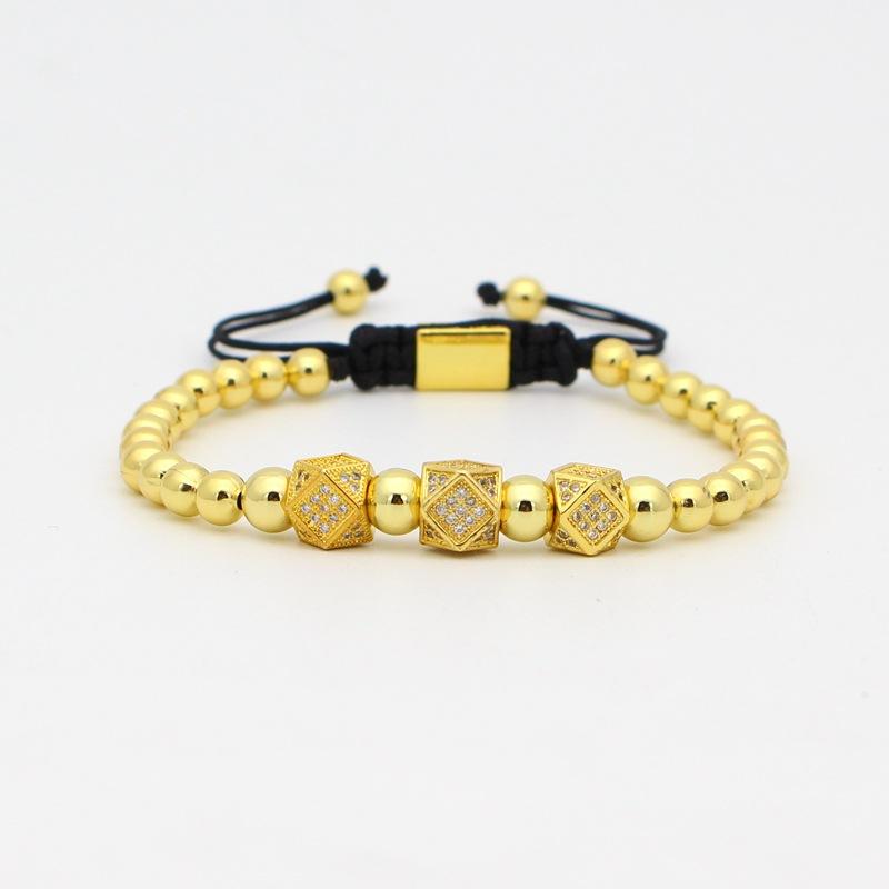 

Tennis Free Drop Handmade Hiphop Pave Setting CZ Stainless Steel Beaded Father Day Men Jewelry Weave Braid Bracelets For Gifts